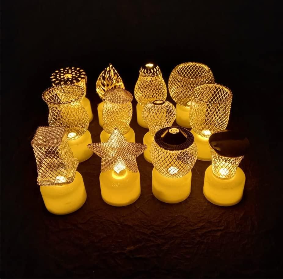 Golden Net LED Tealight Candle Lanterns