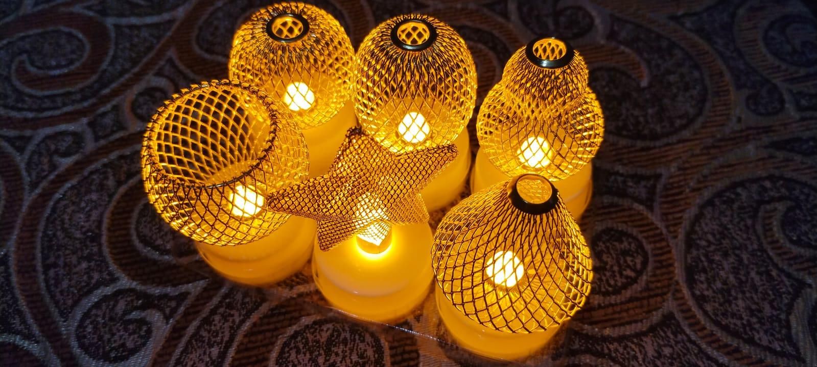 Golden Net LED Tealight Candle Lanterns